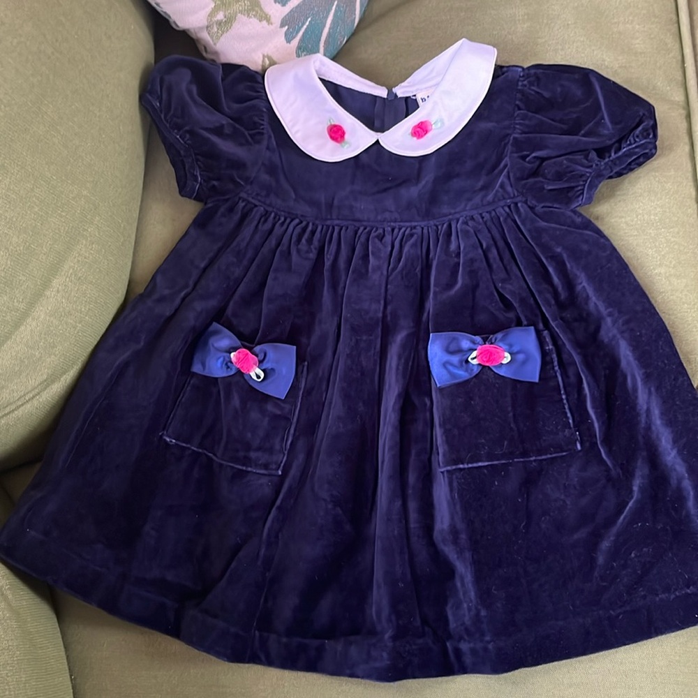 BT Kids navy velour dress